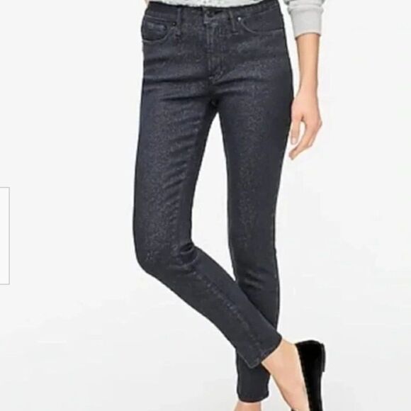 J. Crew Womens High Rise Black Jeans Size 27 Sparkle Glitter 9” Toothpick NEW - Picture 1 of 14